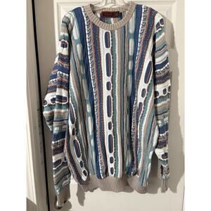 Vintage Ferracci Sweater Coogi Style 3D Knit Colorful Sz 3XT